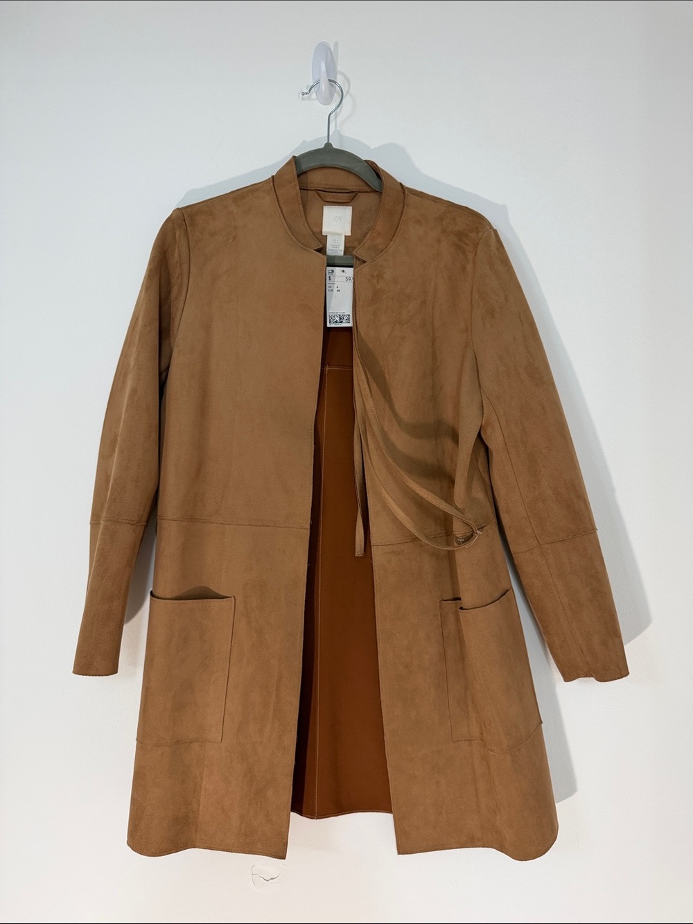 Women's Tan Faux Suede Long Coat